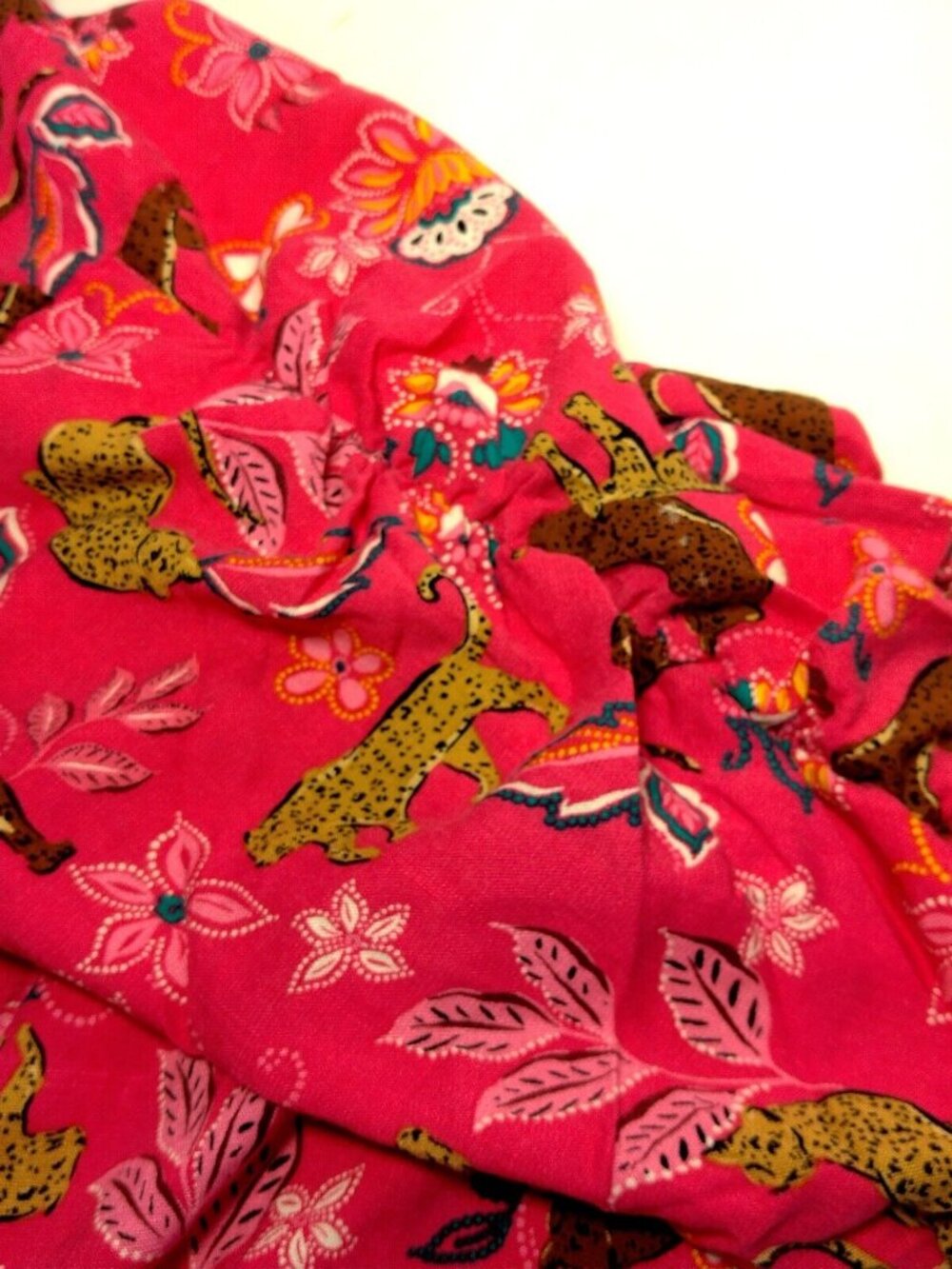 Torrid Size 5 Plus Size Pink Leopard Dress Rouched Short Sleeve Midi Belted Cat - Picture 13 of 16